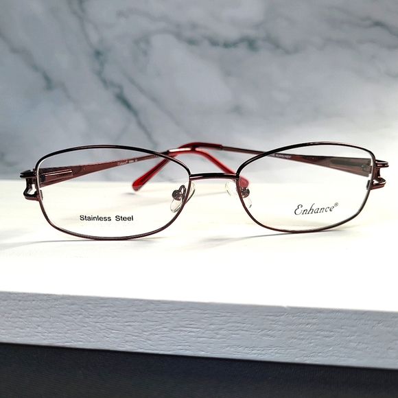 NEW STAINLESS STEEL Full Rim Rx'able Eyeglass Frame, Glasses burgundy 54-17-140 - Picture 2 of 7